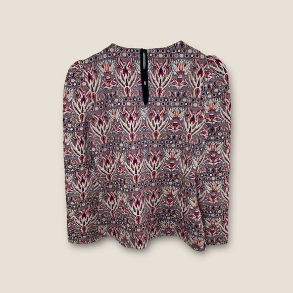 Zara Woman Shiny Jacquard Top Full Sleeves Chiara Bloggers Size XS - Picture 3 of 4